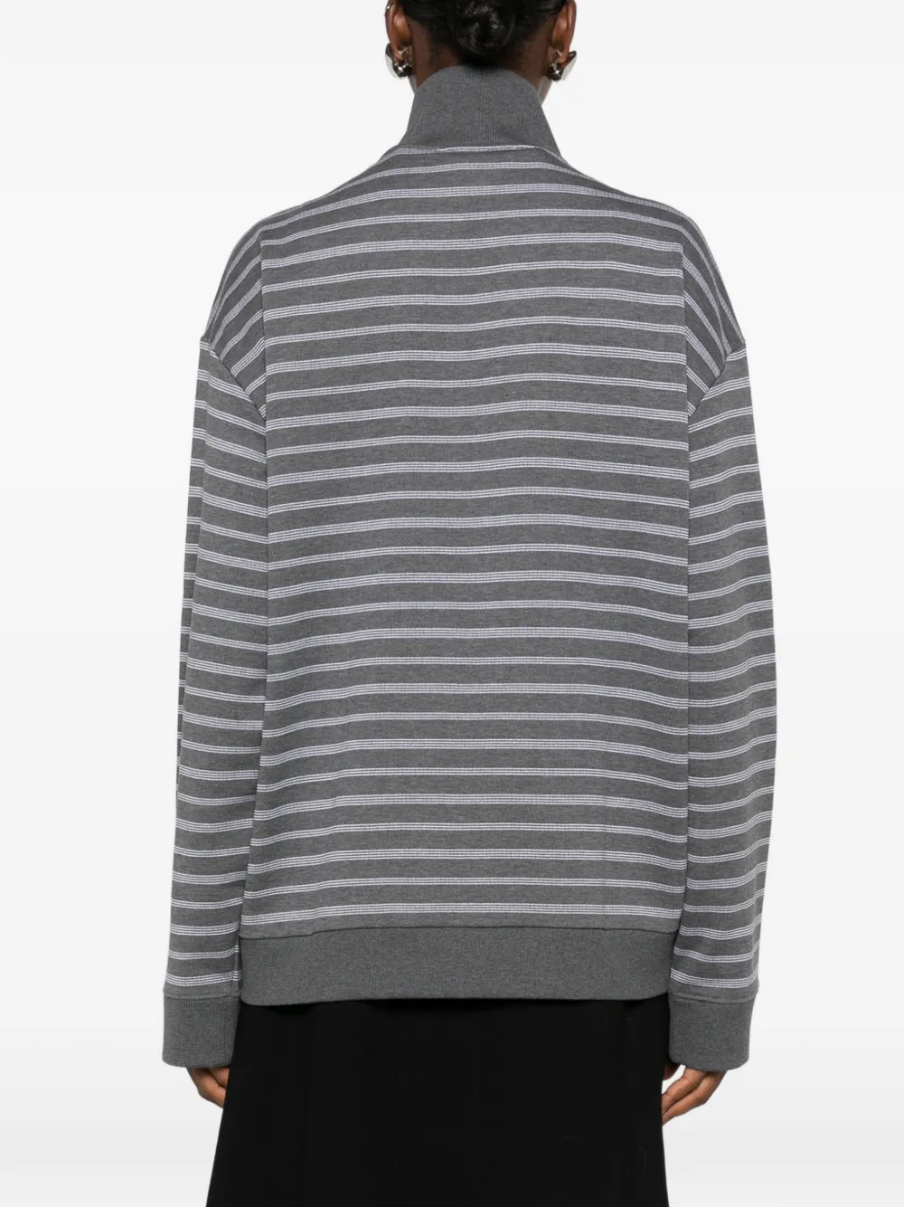 Miu striped zip-up sweater Grijs