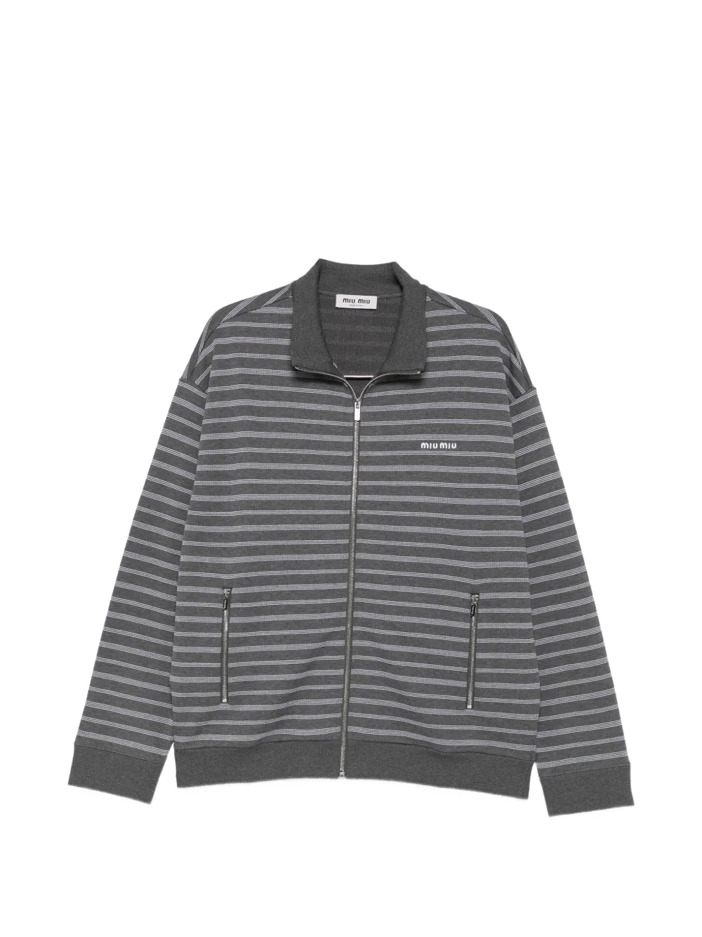 Miu Miu striped zip-up sweater - Grigio