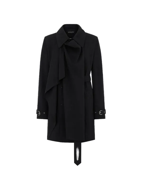 Ann Demeulemeester Reppa Draped Cotton Trench Coat in Black