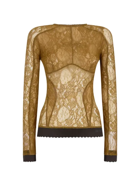The Attico t-shirt en dentelle transparente à manches longues