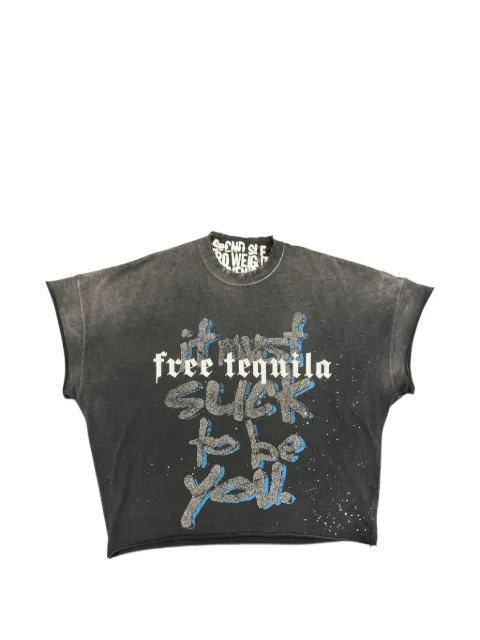 SECND SLF Free Tequila slogan-print sleeveless T-shirt