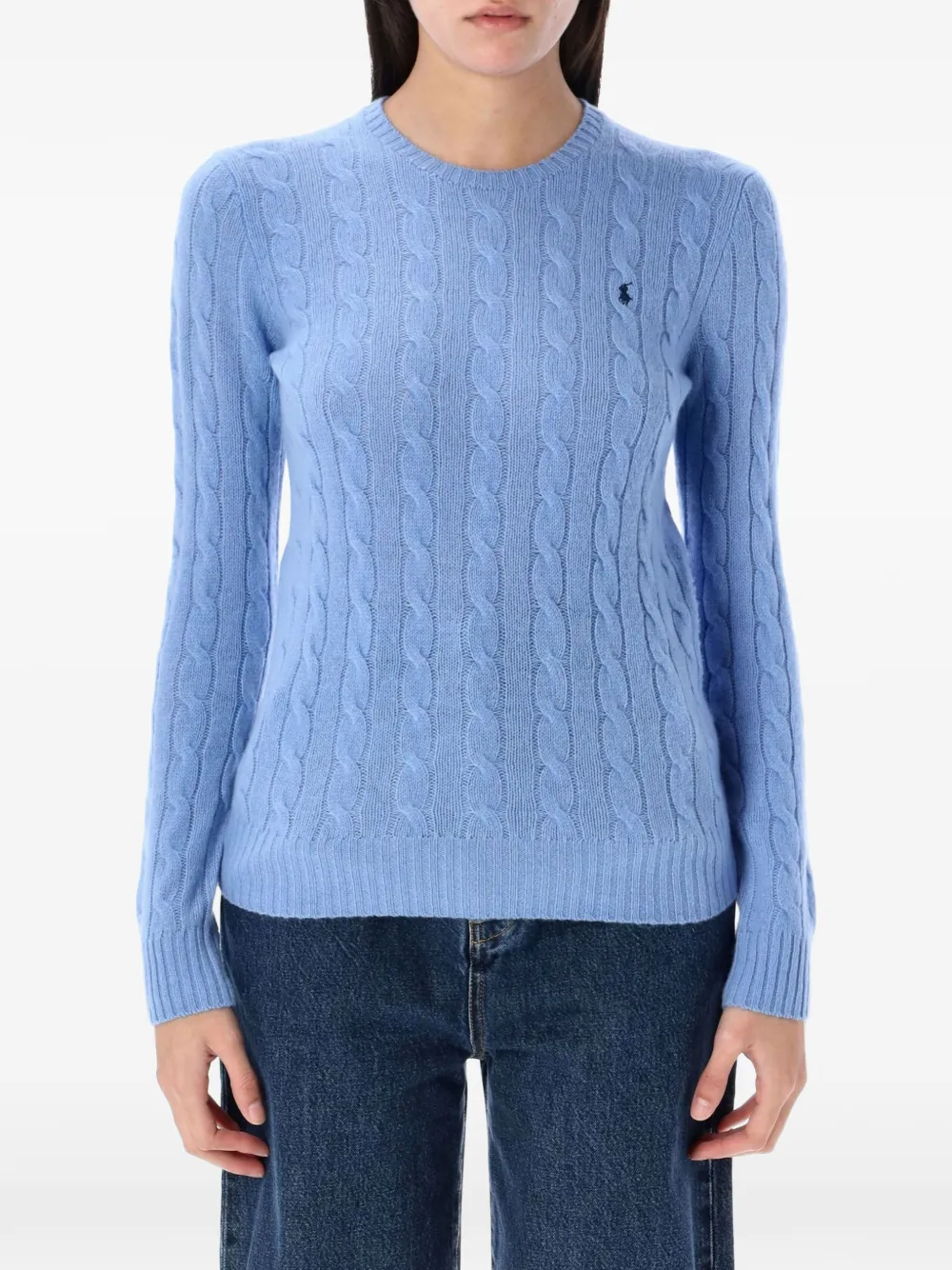 Polo Ralph Lauren cable-knit embroidered-logo sweater - Blu