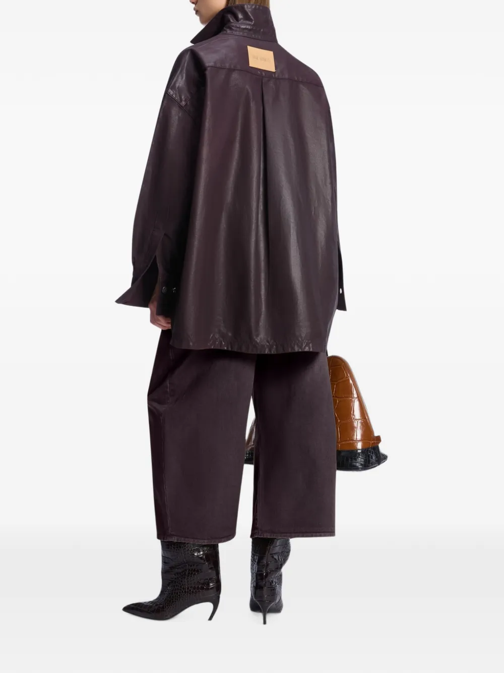 The Attico Scoop cut-out long-sleeve shirt Paars