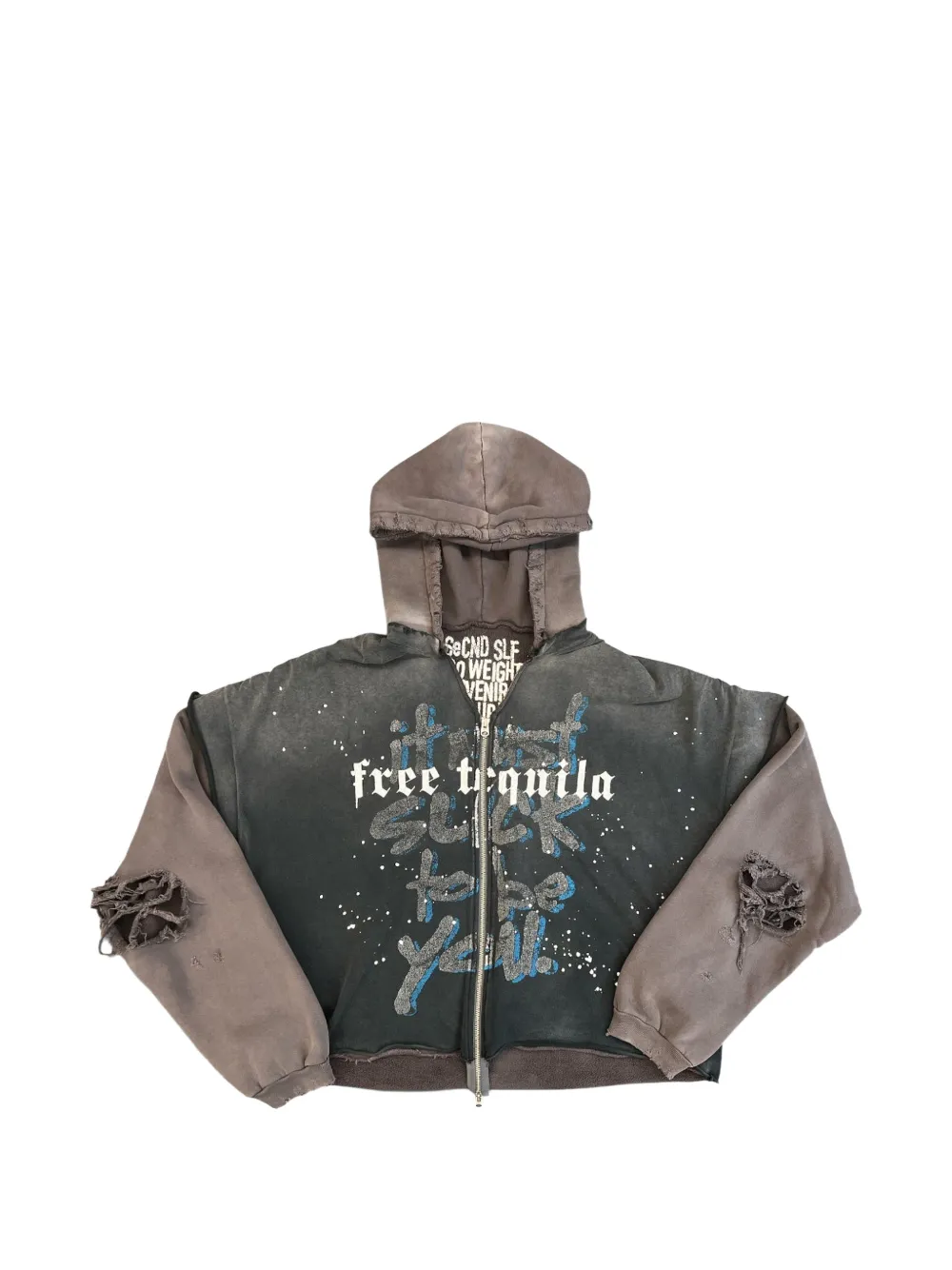 SECND SLF Felpa Free Tequila con effetto vissuto - Nero