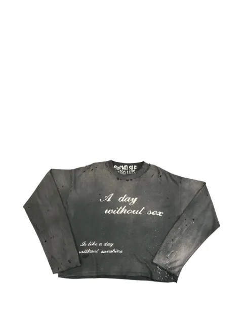 SECND SLF distressed slogan-print T-shirt