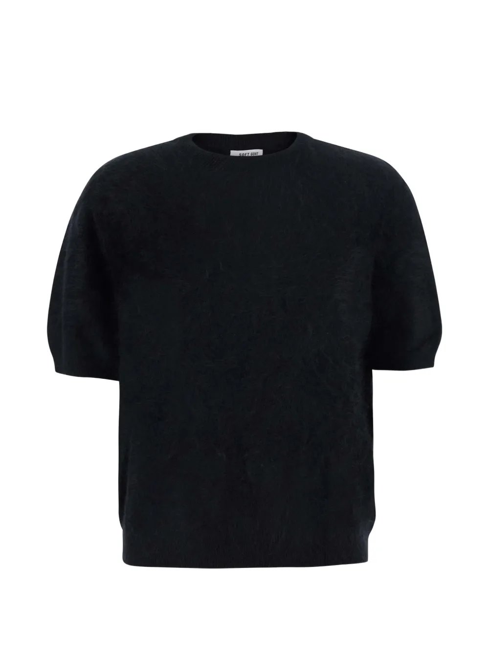 Soft Goat brushed-knit short-sleeve cashmere sweater - Nero