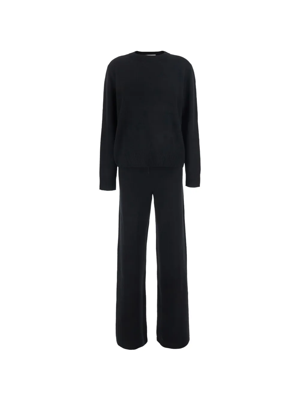 Soft Goat cashmere knitted trousers and sweater set - Nero