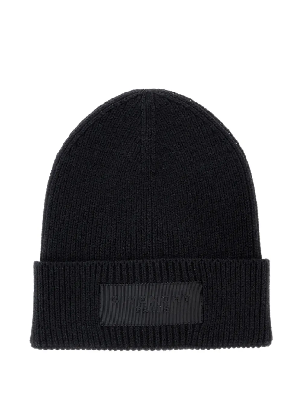 Givenchy Kids bonnet côtelé à patch logo - Noir Givenchy Kids bonnet côtelé à patch logo - Noir