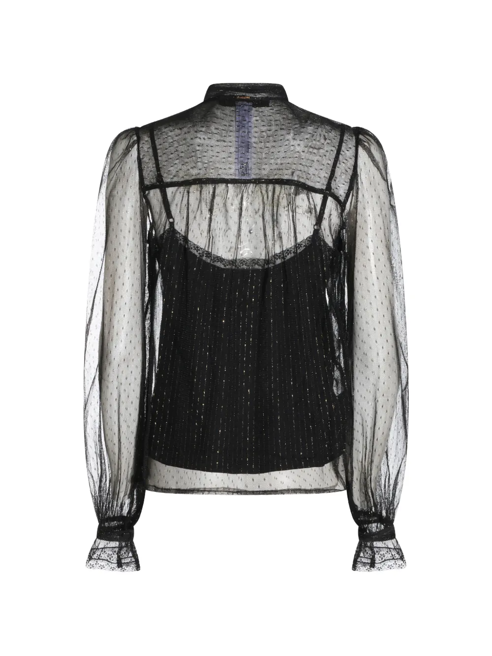 TWINSET pussy-bow glitter-effect top Zwart