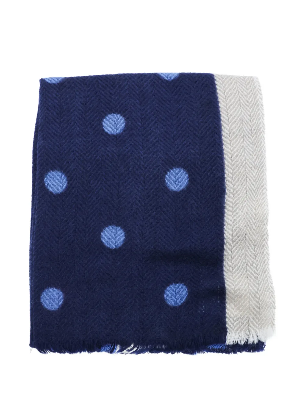 Altea Polka-dot Herringbone-weave Scarf In Blue