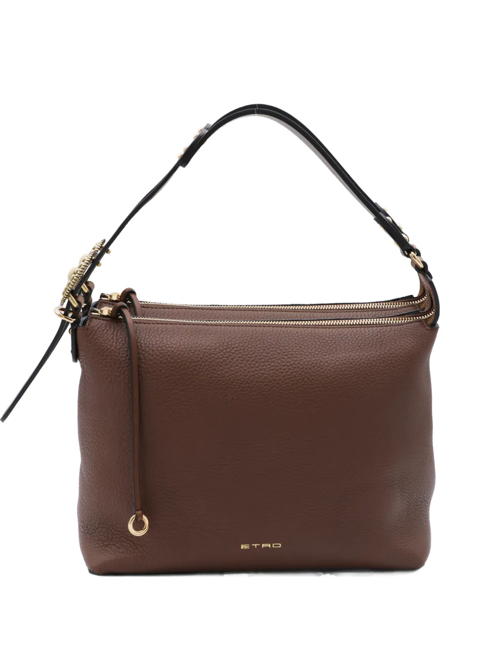 ETRO embossed-logo pebbled leather shoulder bag