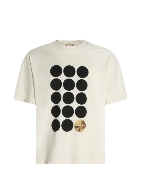 Marni white cotton T-shirt with planet print