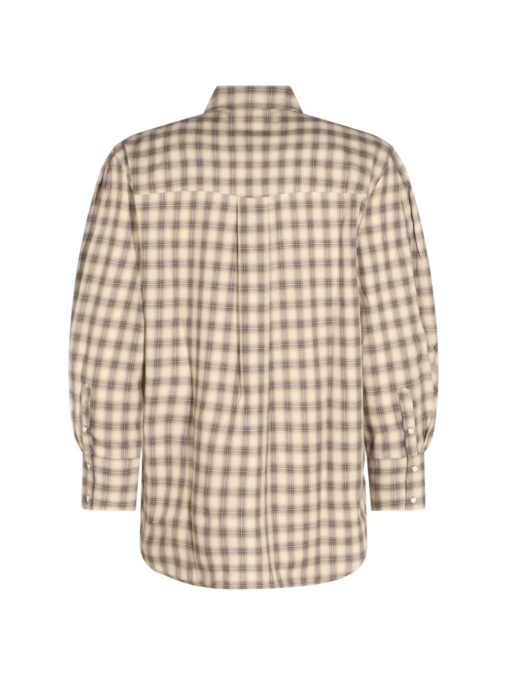 GANNI Geruite blouse met pofmouwen Beige