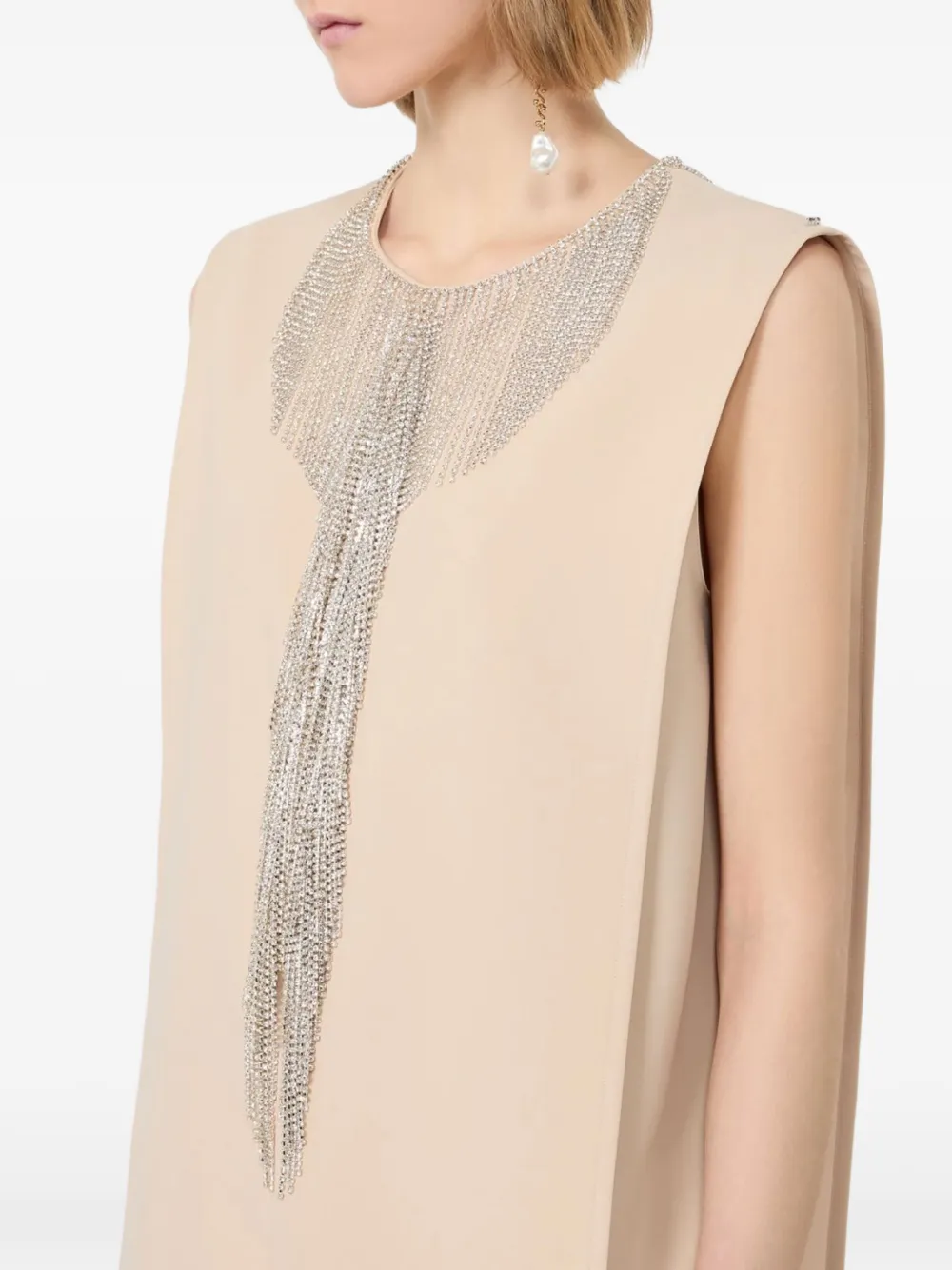 Sportmax Festoso Rhinestone-fringe Mini Dress in Neutrals, view 4