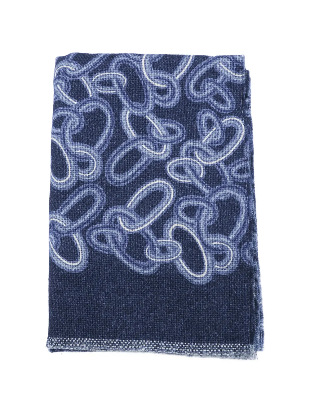Altea Chain-print Wool Scarf In Blue