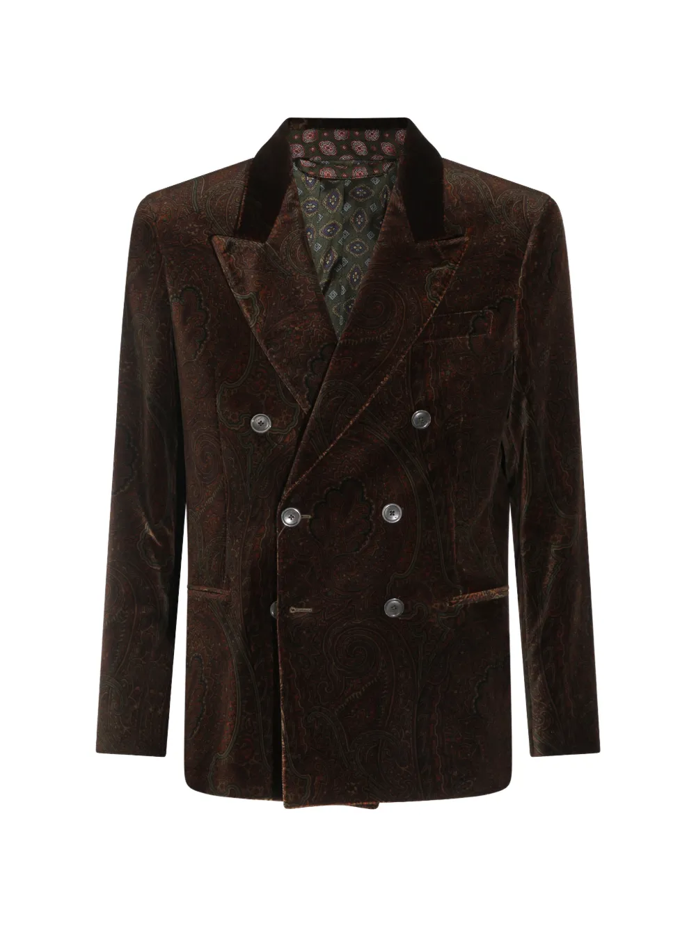 ETRO single-breasted jacket in stretch cotton velvet with arnica motif