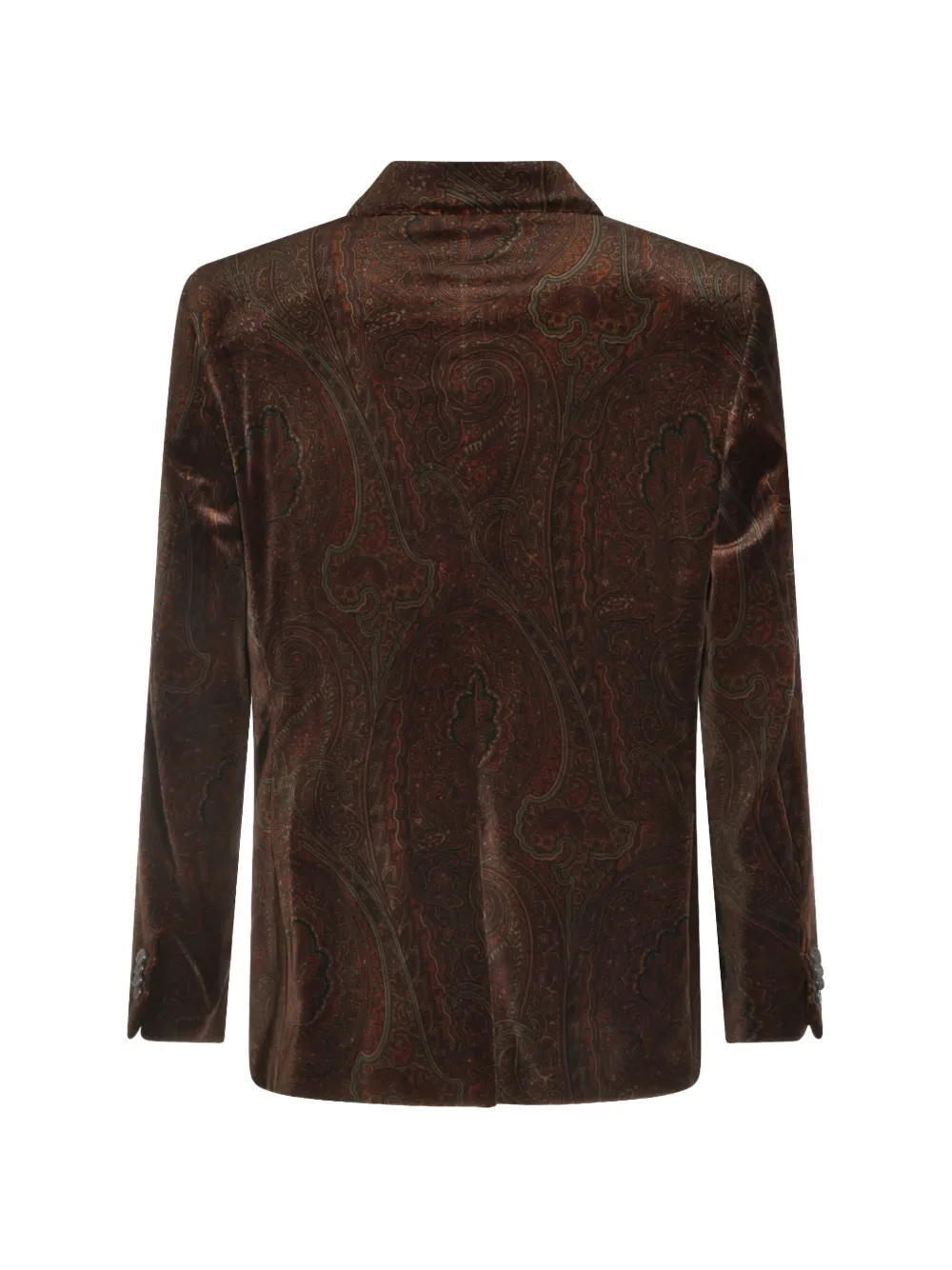 ETRO Jack met enkele rij knopen van stretch katoenen fluweel met Arnica-patroon Bruin