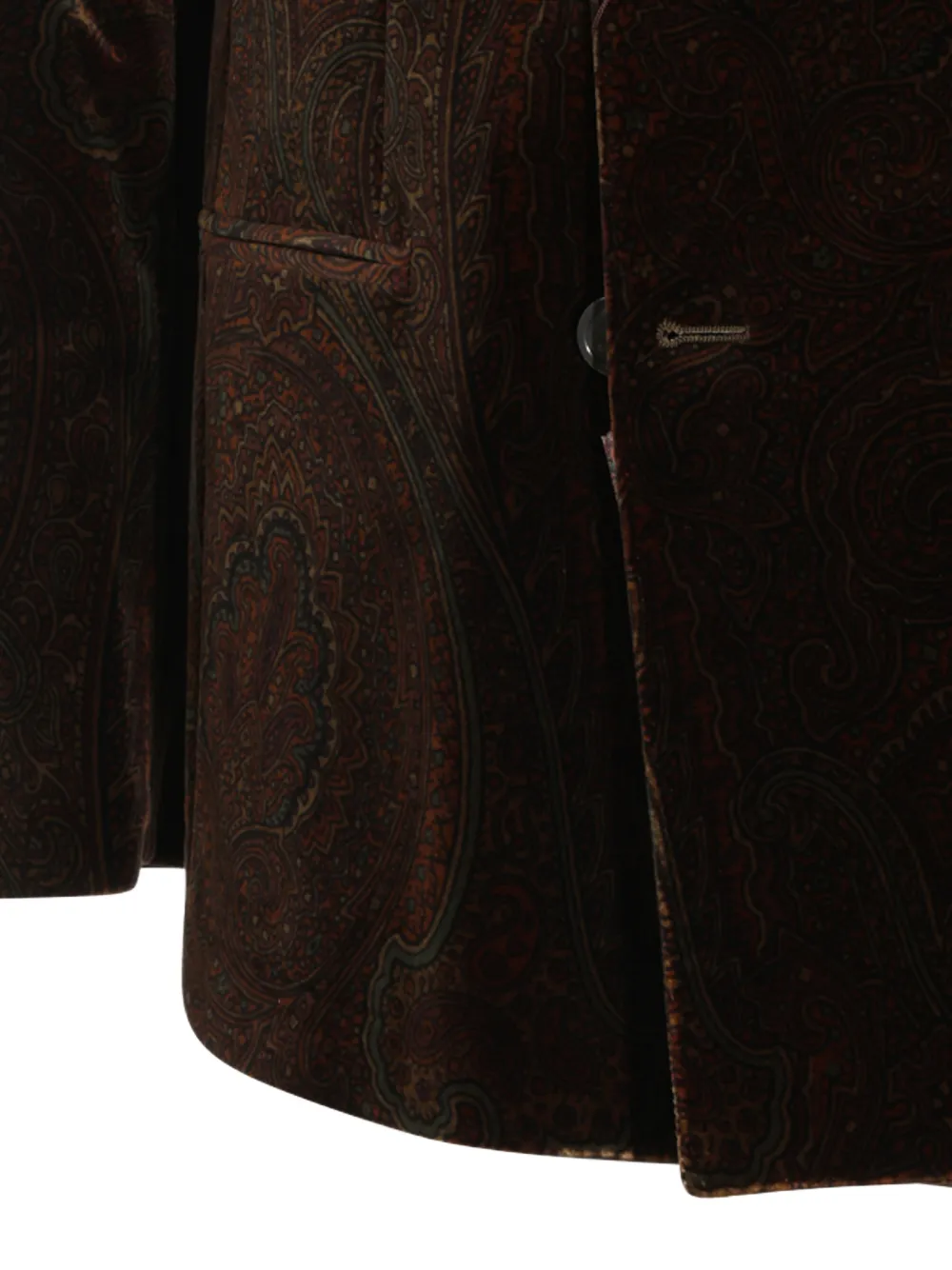 ETRO Jack met enkele rij knopen van stretch katoenen fluweel met Arnica-patroon Bruin