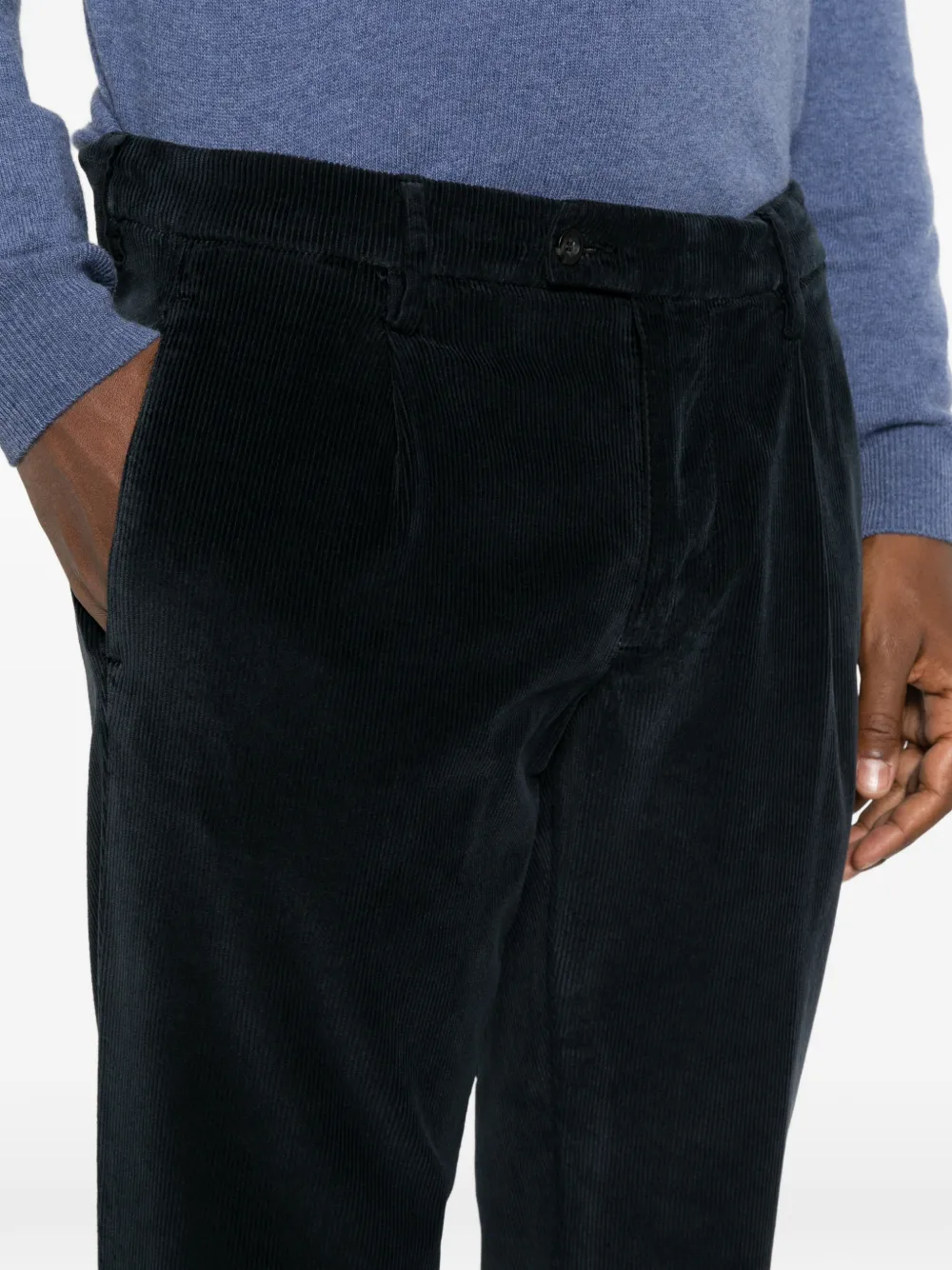 VELA SHOP Ribfluwelen plooibroek Blauw