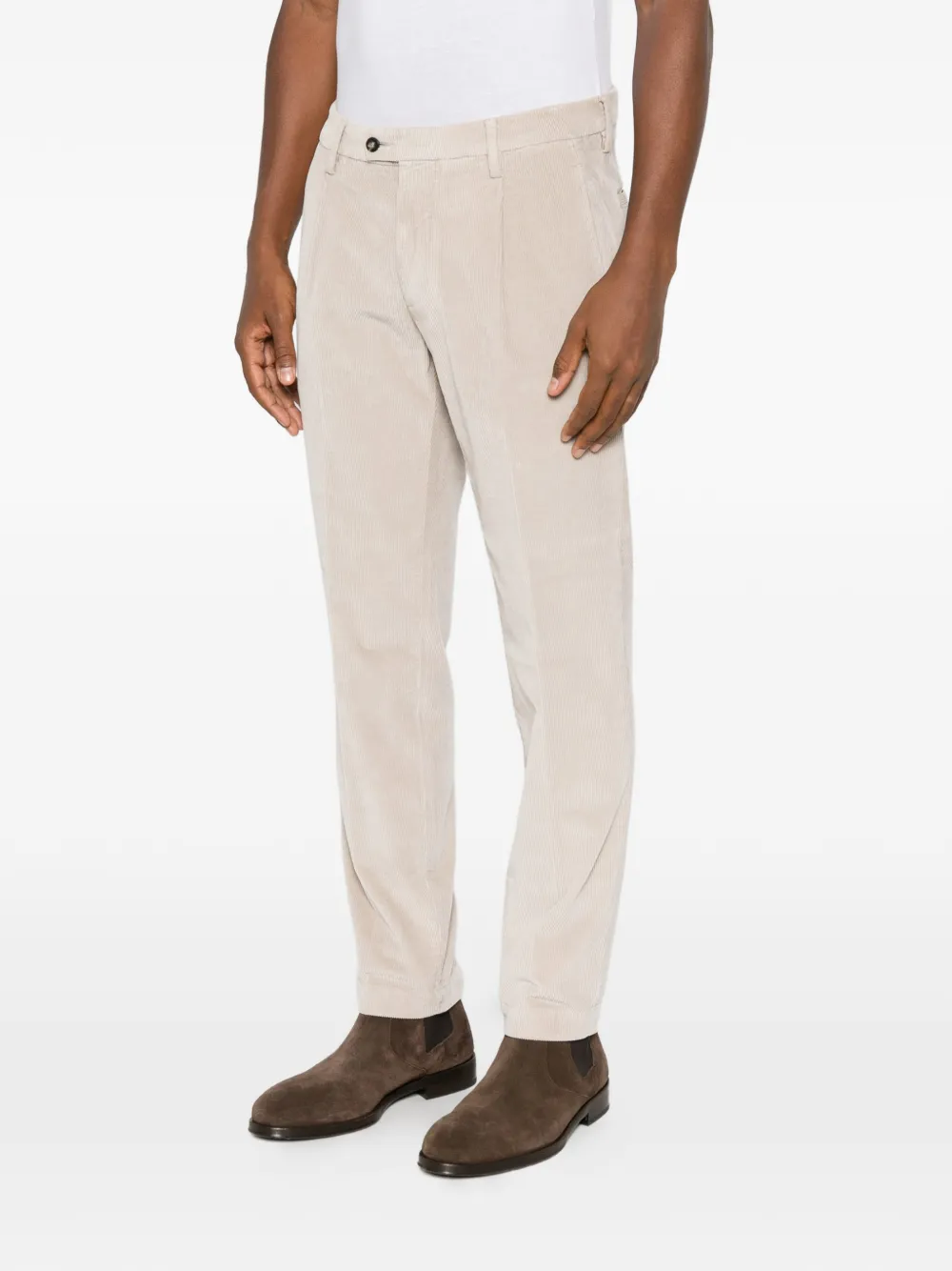VELA SHOP Ribfluwelen straight broek Beige