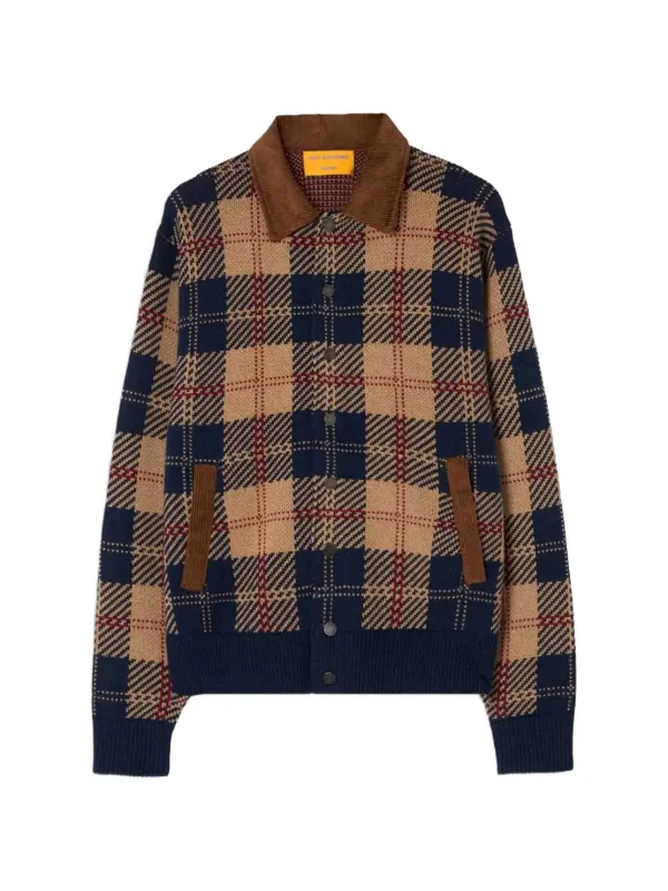 Guest In Residence Check-pattern Corduroy-collar Bomber Jacket in Neutrals