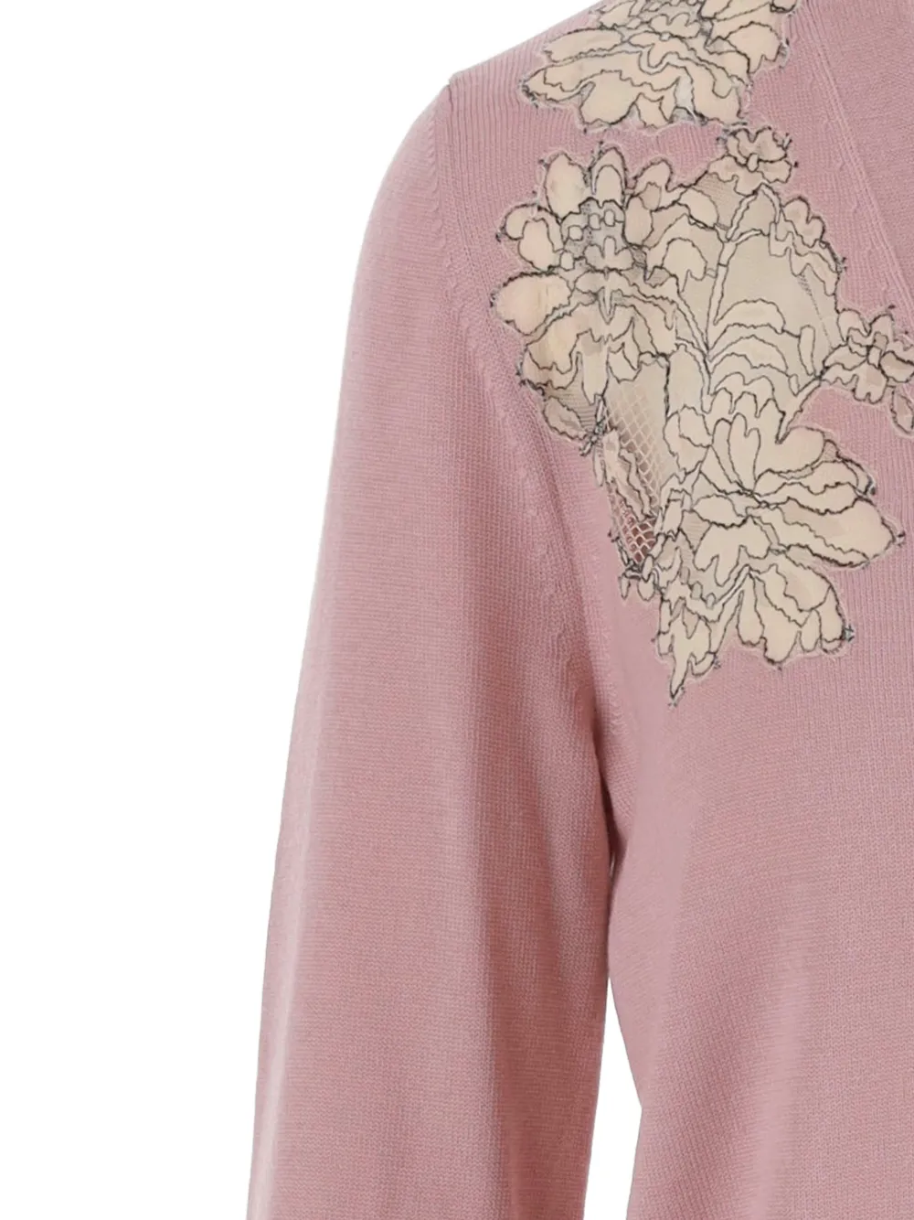 Valentino Garavani lace-embroidered wool cardigan Roze