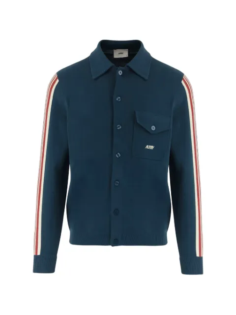 Autry stripe-detail logo-embroidered shirt jacket