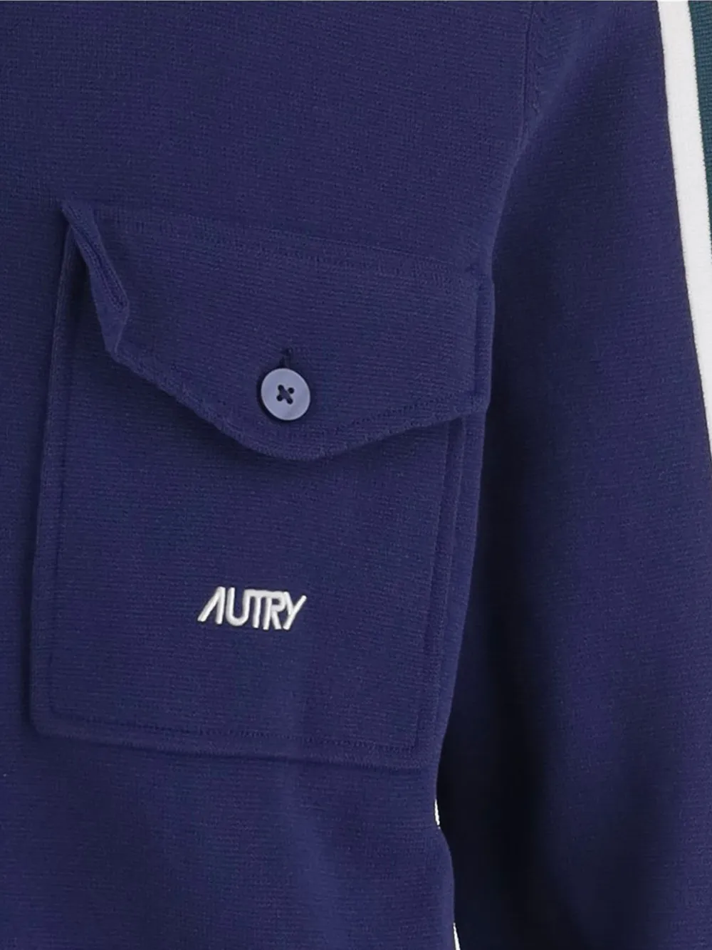 Autry logo-embroidered striped-sleeve cardigan Blauw