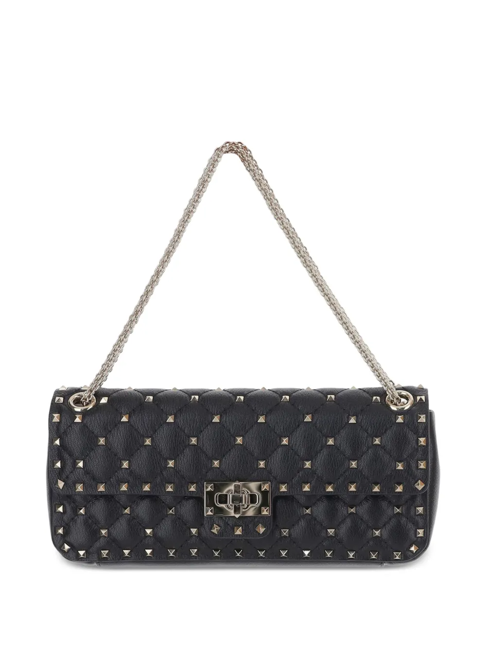 Valentino Garavani Rockstud Spike medium shoulder bag in kidskin - Nero