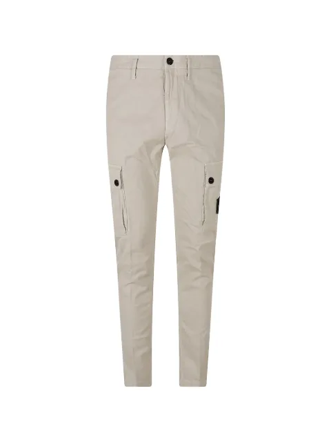 Stone Island 3100034 stretch organic broken twill cotton 'OLD' effect slim-fit cargo trousers with zip hand pockets