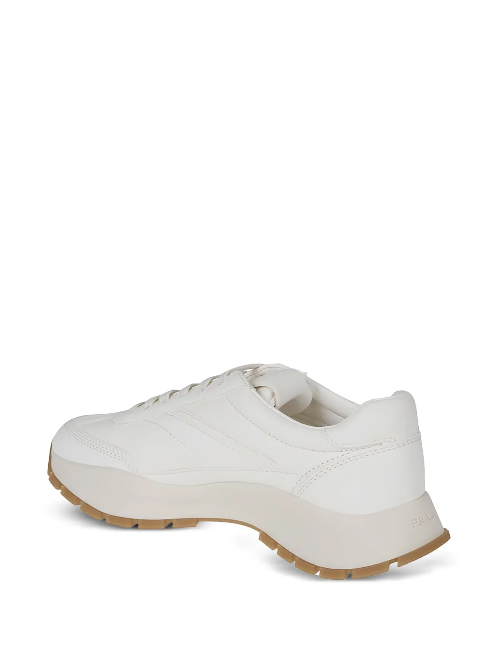 Prada logo-plaque leather sneakers Wit