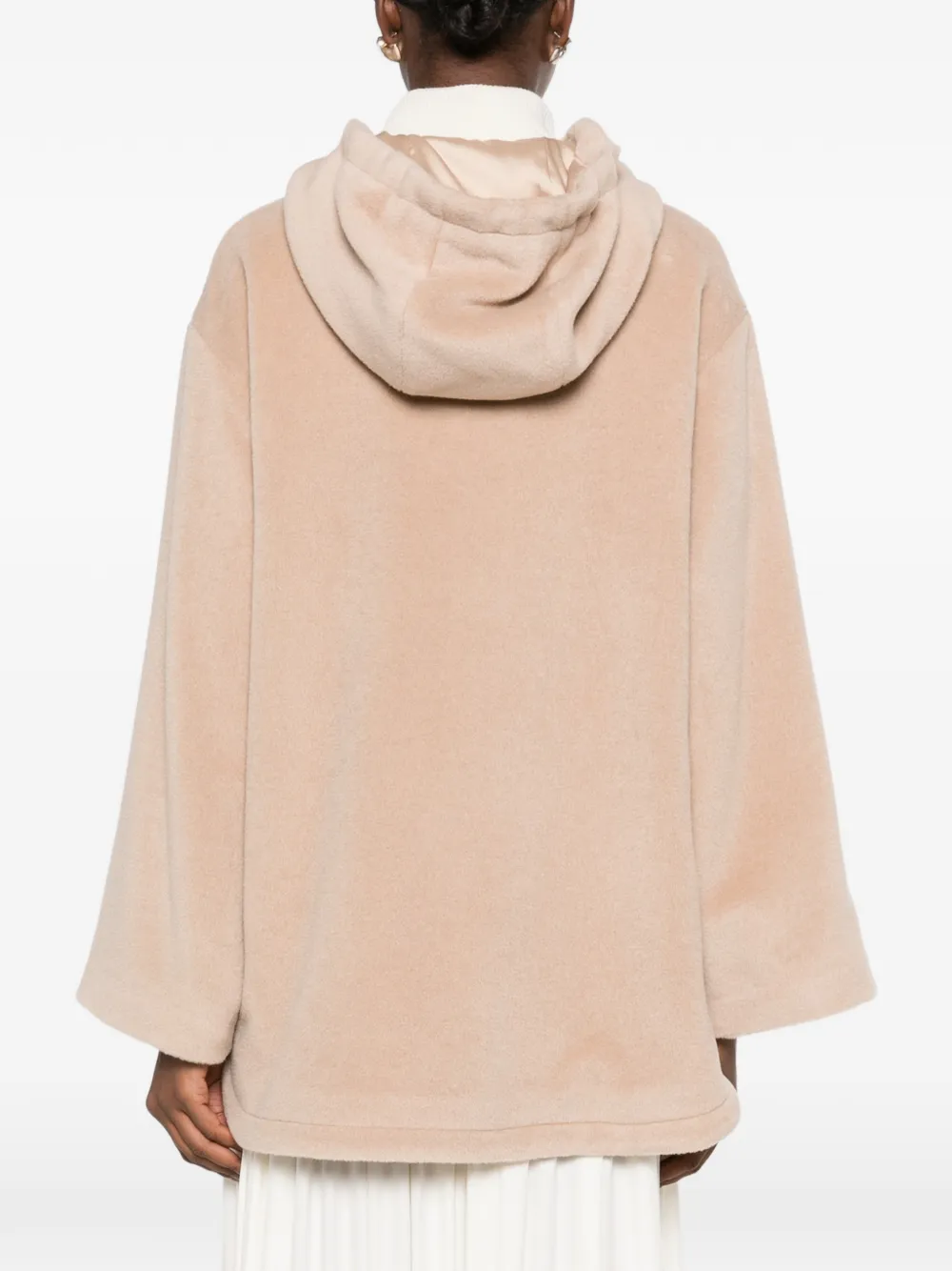 Fabiana Filippi Jas met leren patch en capuchon Beige