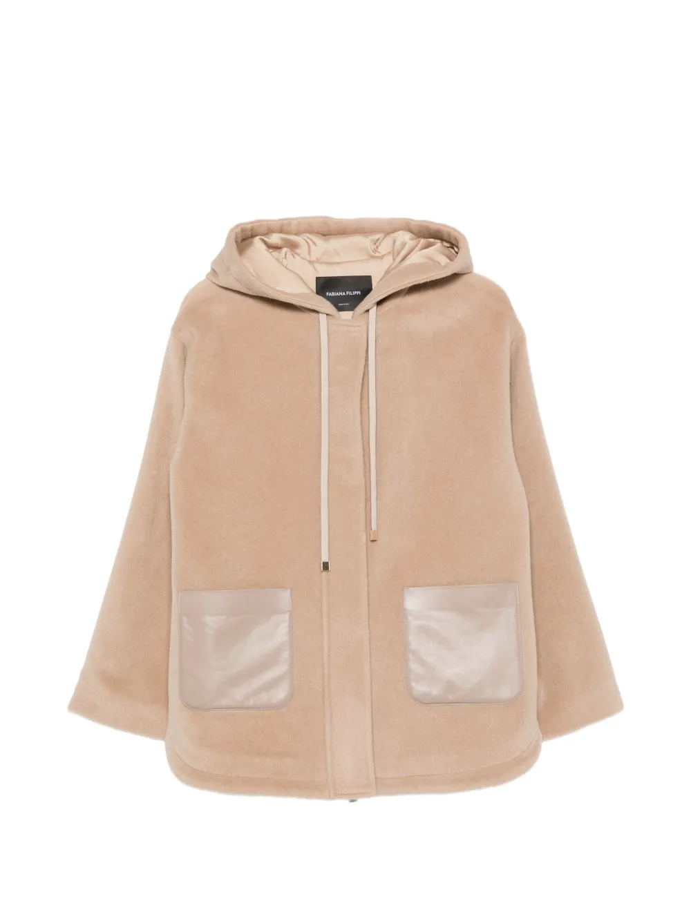 Fabiana Filippi hooded leather-patch coat
