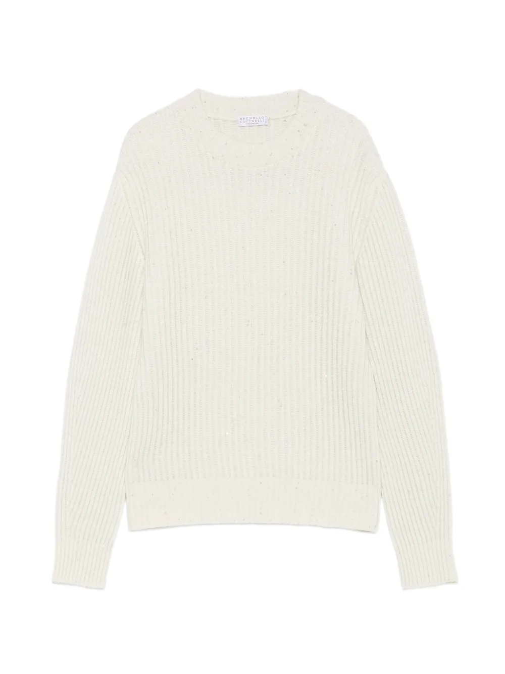 Brunello Cucinelli sequin-embellished ribbed-knit sweater - Neutrals