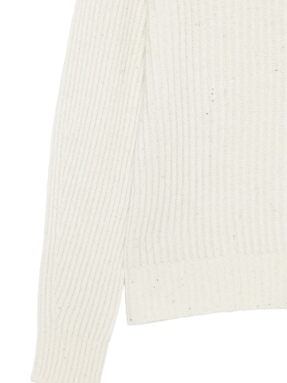 Brunello Cucinelli Ribgebreide trui verfraaid met pailletten Beige