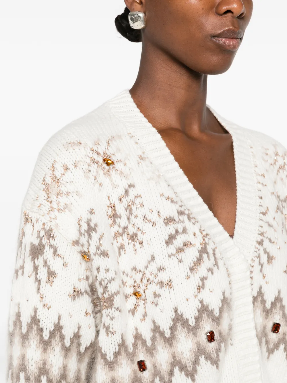 Fabiana Filippi intarsia-knit cardigan Beige