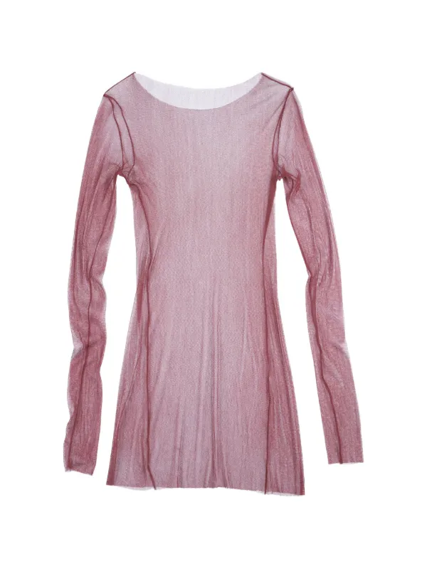Cortana T De Tul Sheer Long-sleeve Top in Pink