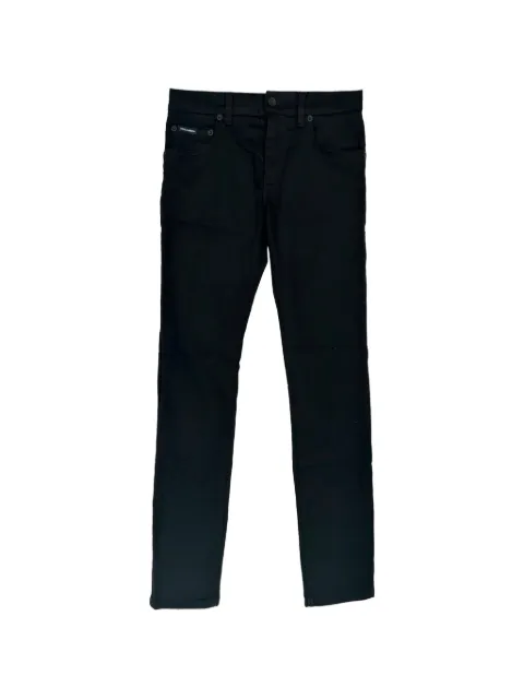 Dolce & Gabbana Pre-Owned logo-patch slim-fit jeans