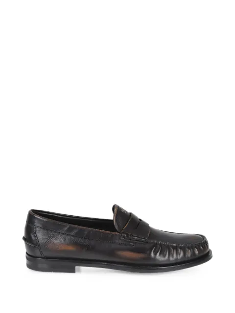 Prada antiqued leather loafers