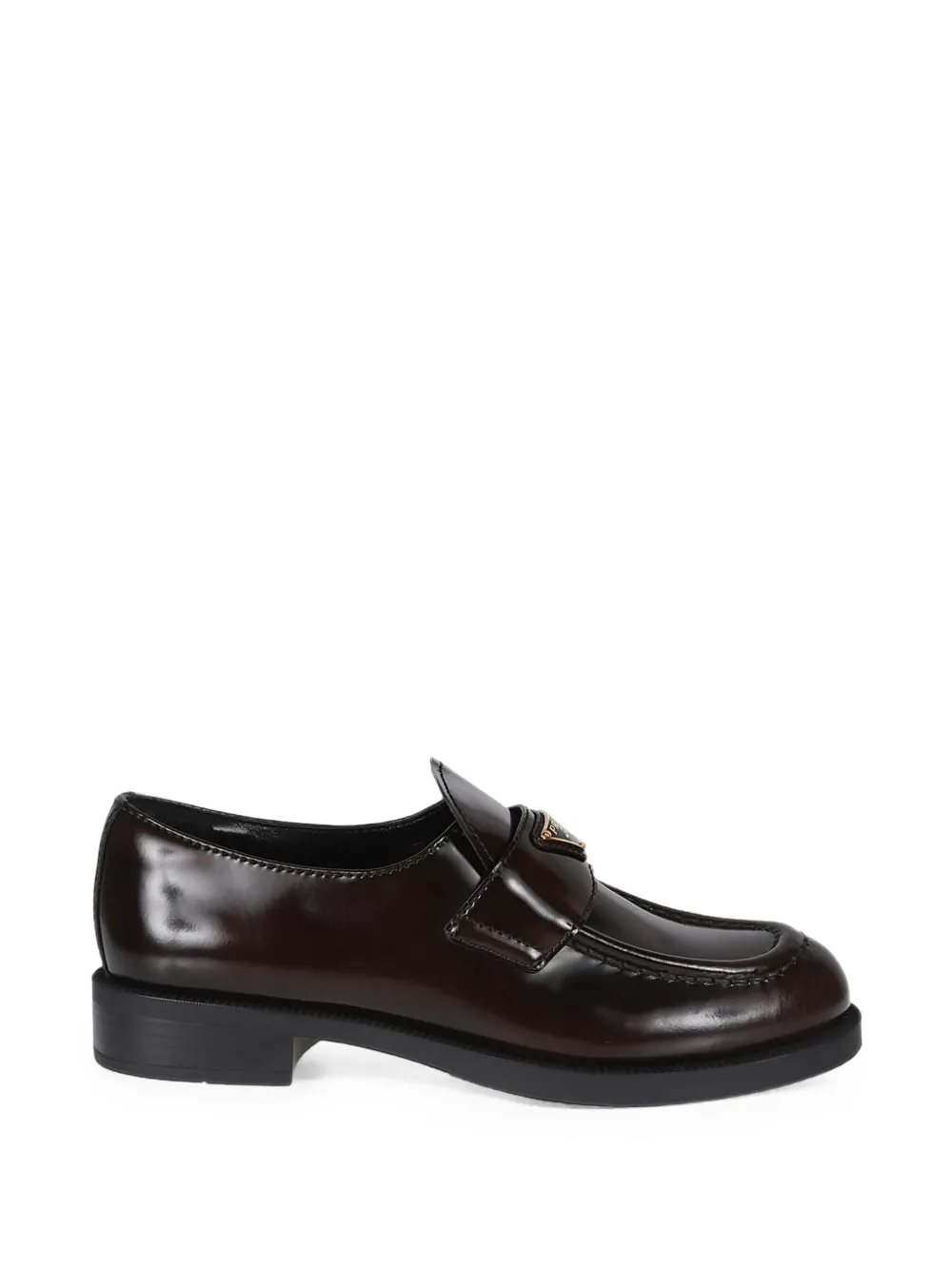 Prada brushed leather loafers - Marrone