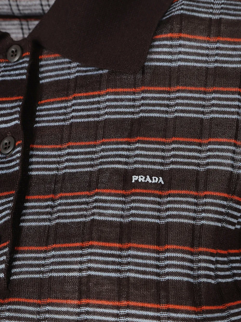 Prada Gestreept poloshirt van kasjmier en zijde Bruin