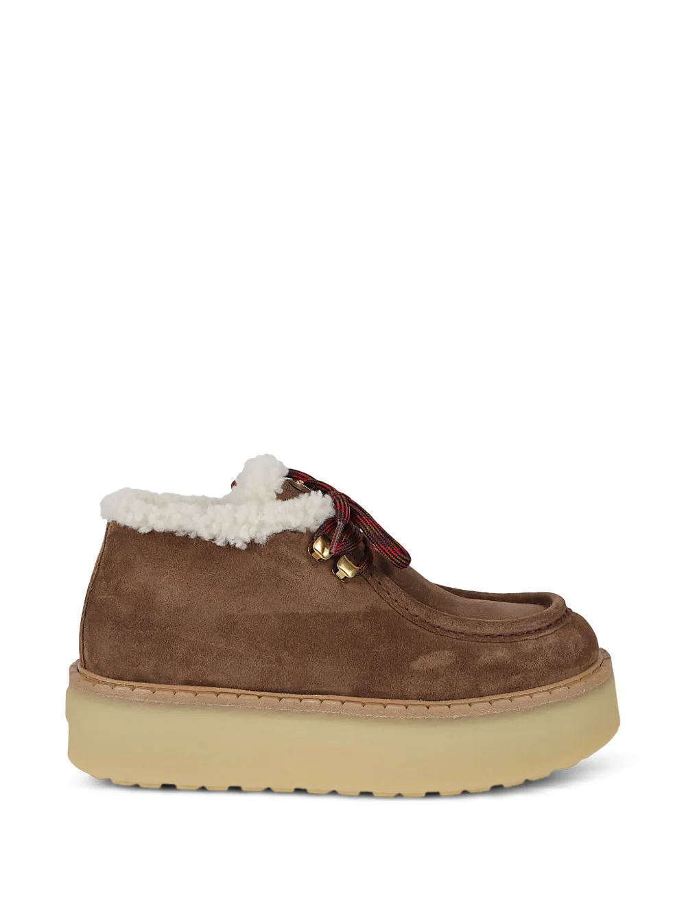 Prada bottines en daim doublées de peau lainée - Marron
