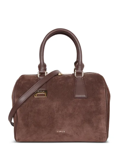 Furla suede logo-plaque tote bag