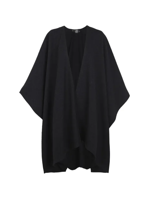 Cortana Melange Wool Poncho Coat in Black