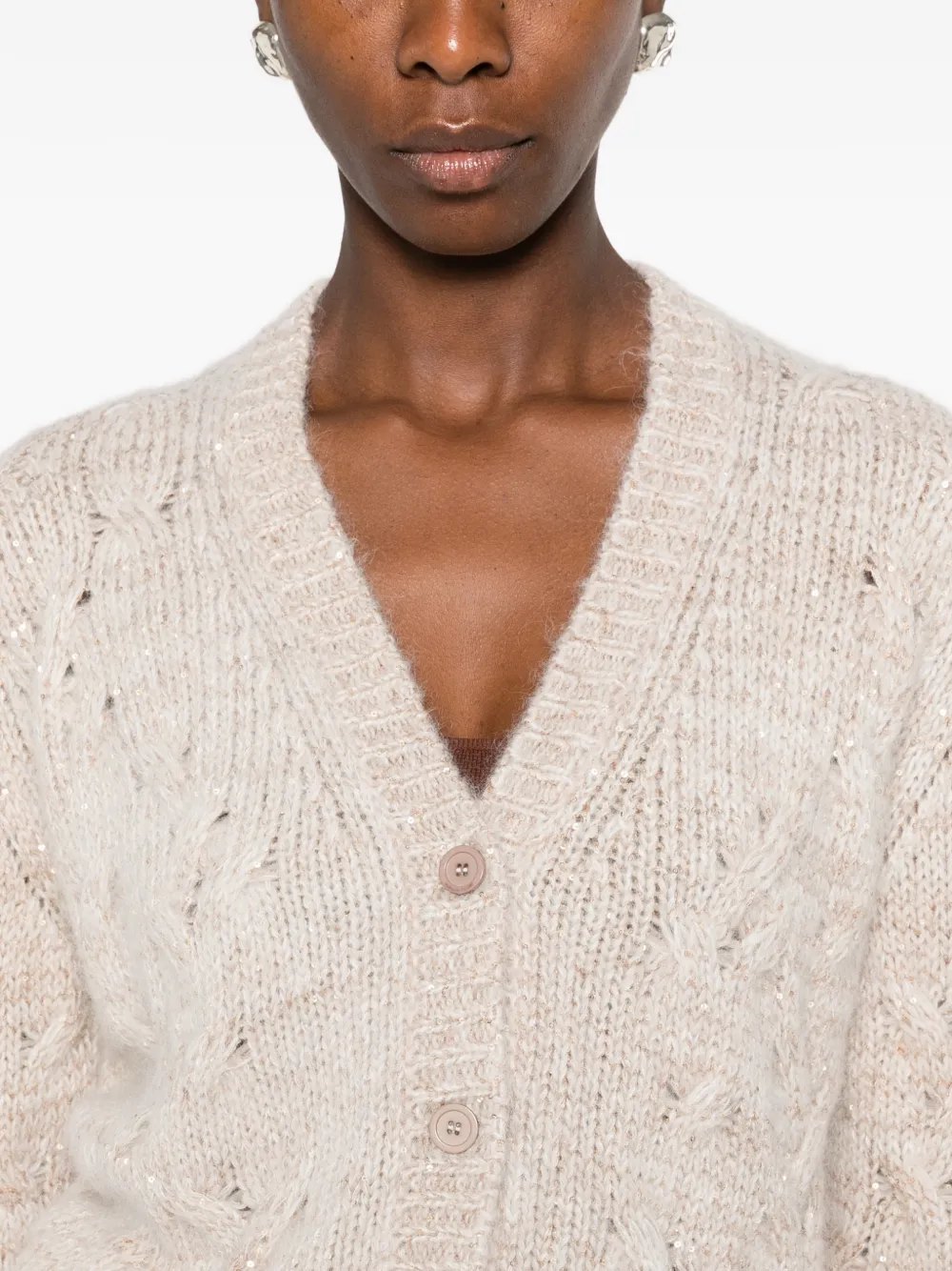 Fabiana Filippi Kabelgebreid vest met pailletten Beige