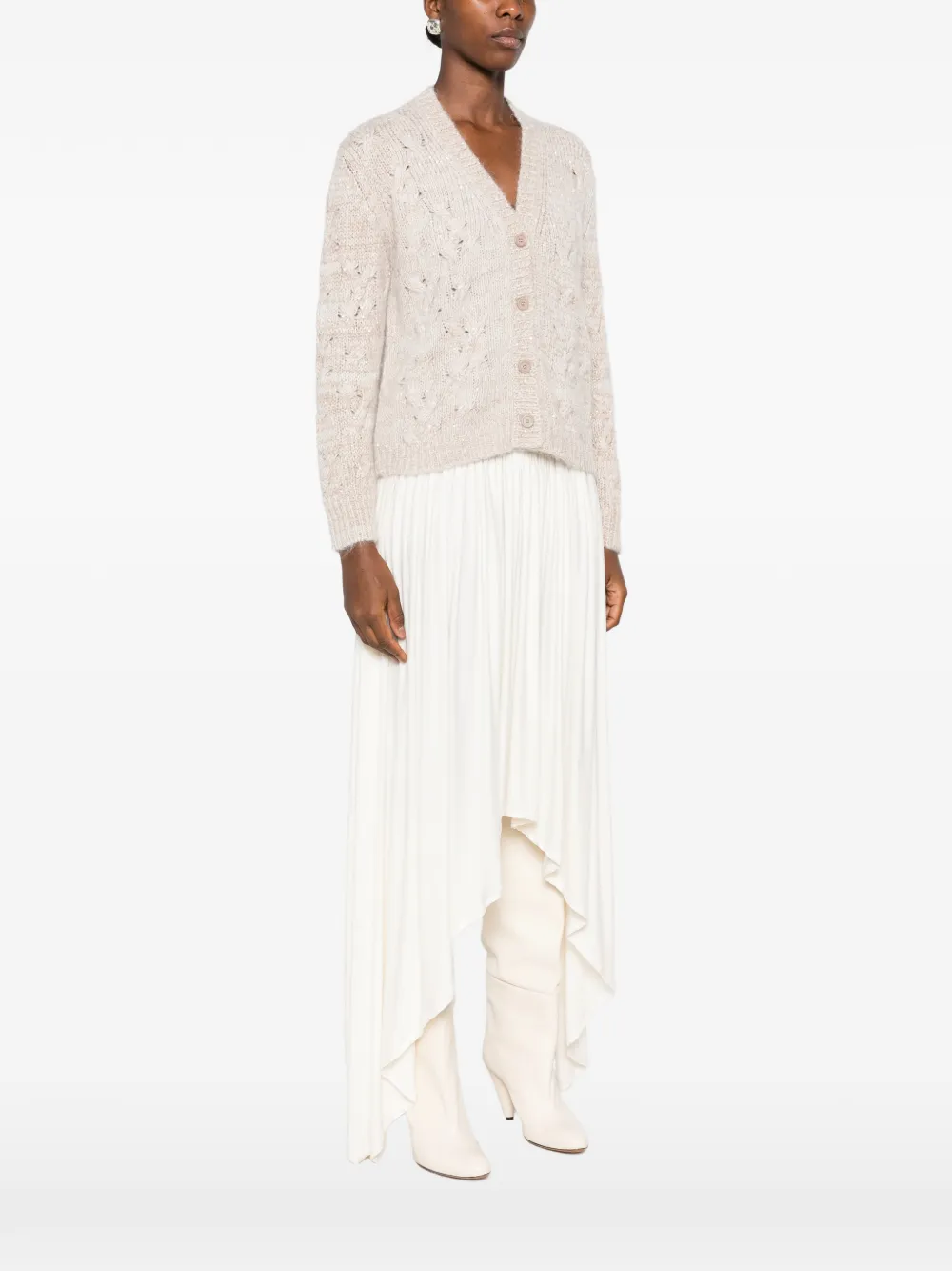 Fabiana Filippi Kabelgebreid vest met pailletten Beige