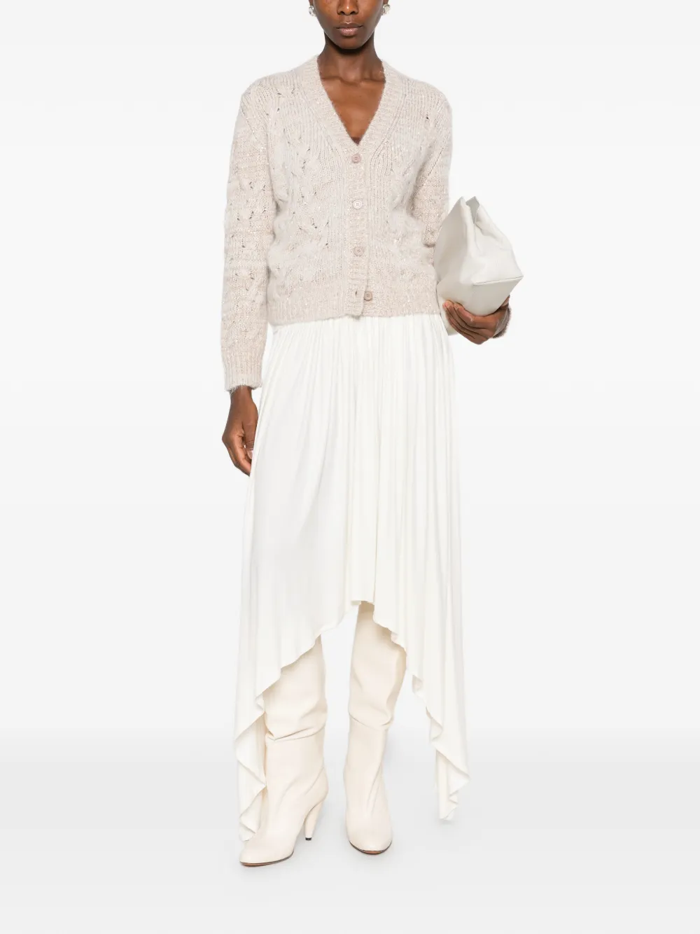 Fabiana Filippi Kabelgebreid vest met pailletten Beige