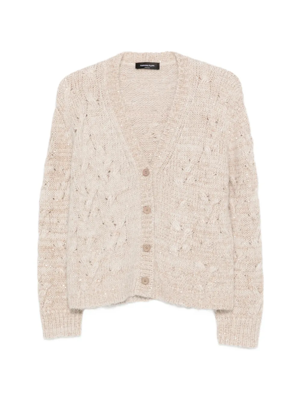 Fabiana Filippi cable-knit sequin-embellished cardigan
