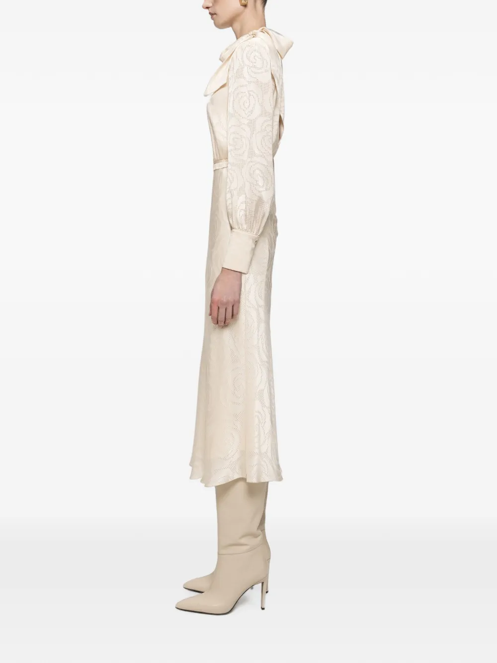 NISSA Satijnen viscose midi-jurk Beige