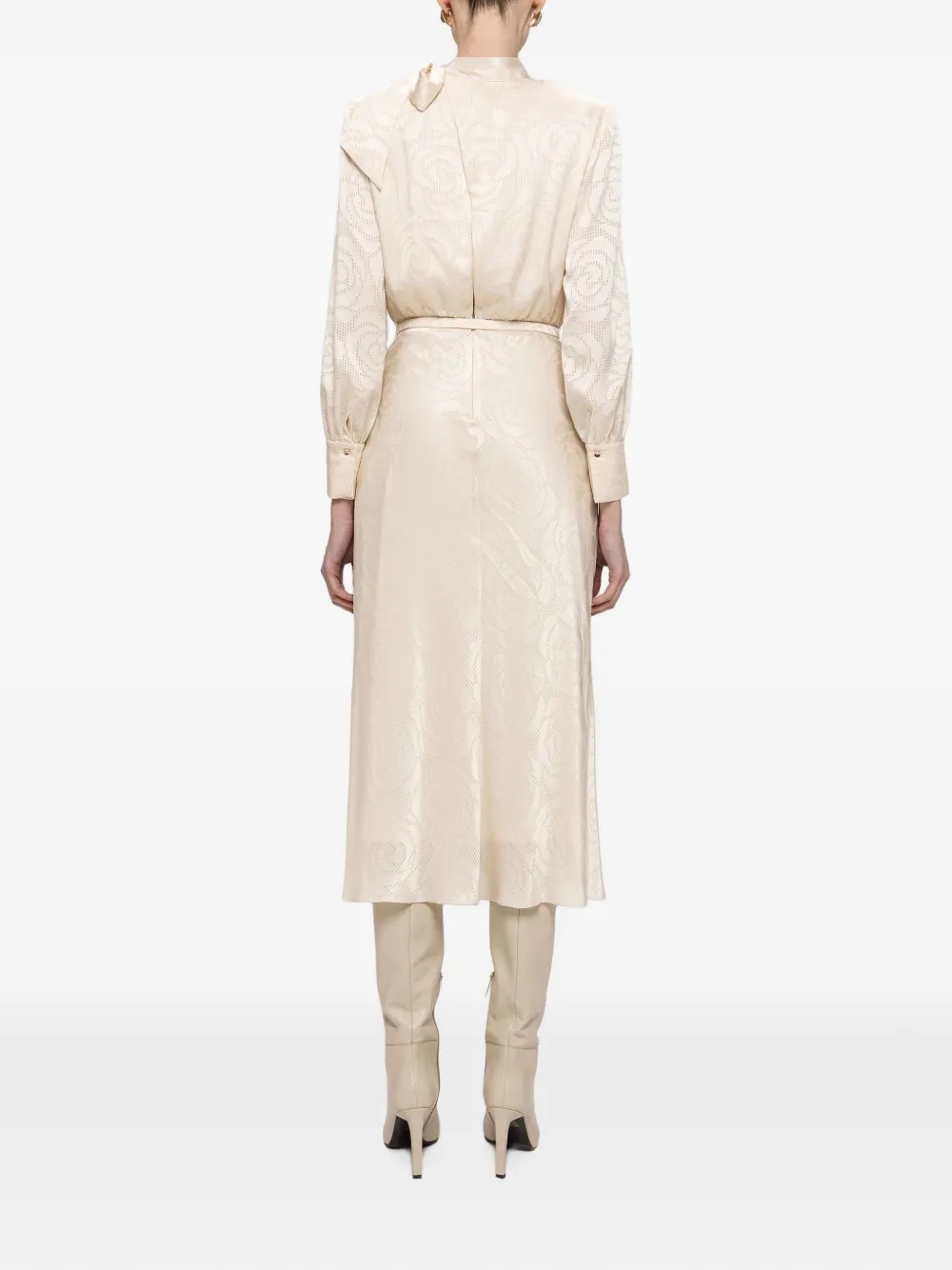 NISSA Satijnen viscose midi-jurk Beige